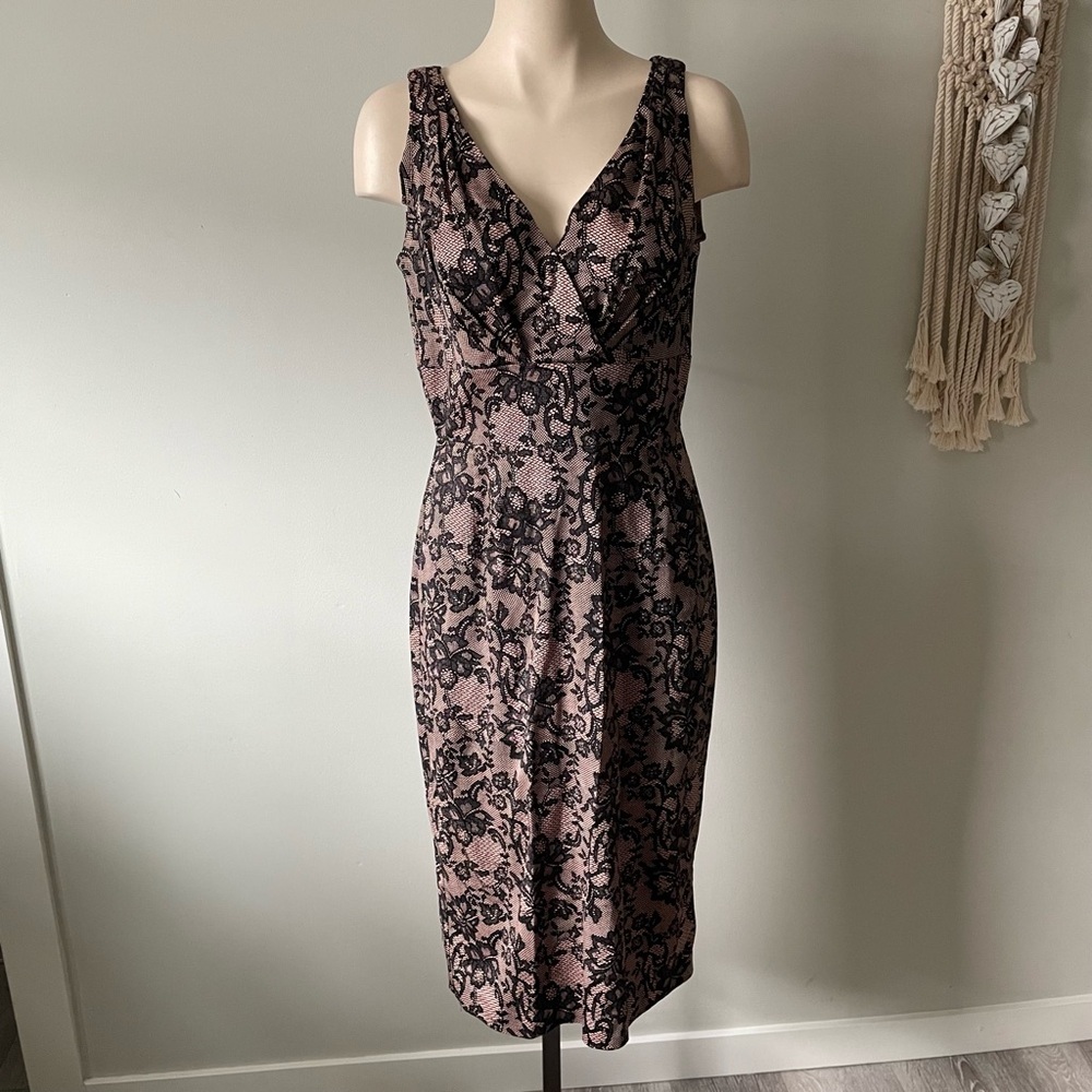 Stop Staring Lace Pink & Black Midi Dress Size Large Made In USA